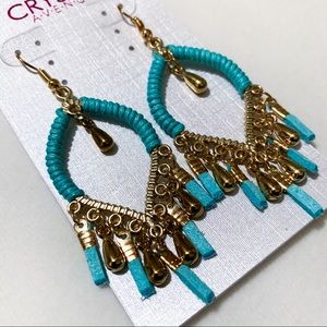 Turquoise and Gold drop earrings